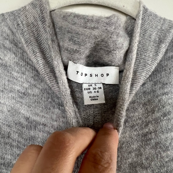 Topshop knitted seam front detail midi dress in grey size 4-6US - Picture 7 of 8